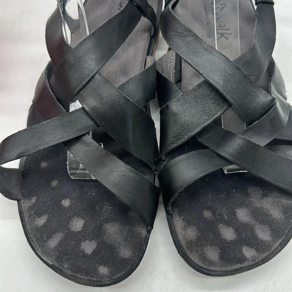 Soft Balk Black Leather Strappy Sandals Size 10 BSN5603
